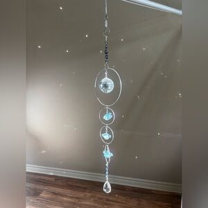 Sparkling Blue Bird & Disco Ball Suncatcher